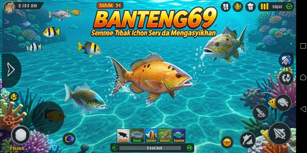 Tampilan menarik dari gameplay BANTENG69 saat menangkap ikan.