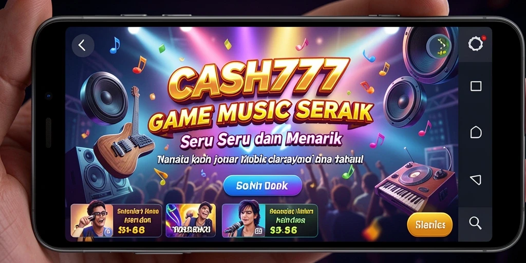 Tampilan gameplay seru dari CASH777 dengan berbagai pilihan musik.