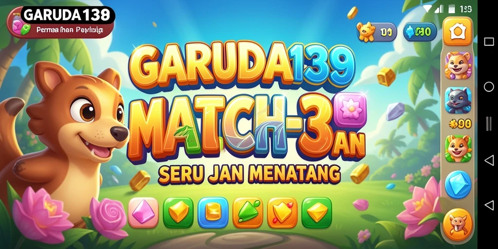 Tampilan dinamis permainan Match-3 GARUDA138 yang menarik.