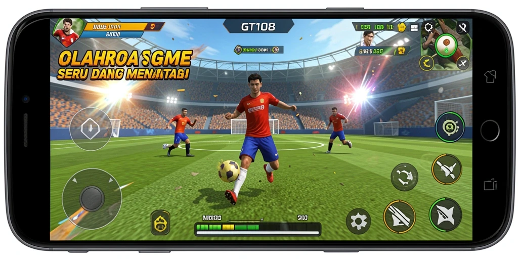 Tampilan gameplay GT108 yang penuh aksi dan interaksi olahraga.