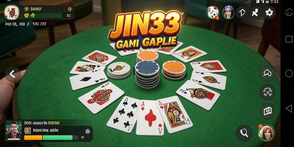 Screenshot gameplay JIN33 yang menampilkan keseruan bermain Gaple.
