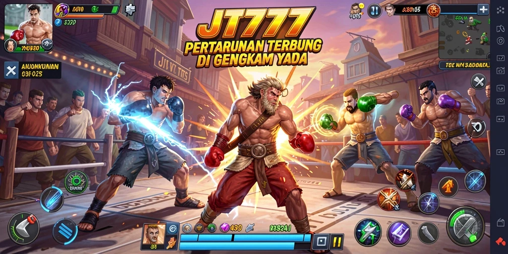 Tampilan gameplay JT777 yang dinamis dengan pertarungan karakter yang epik.