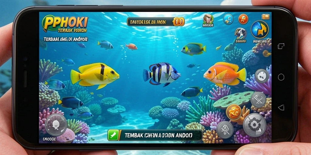 Tampilan gameplay seru dalam PPHOKI saat menangkap ikan.