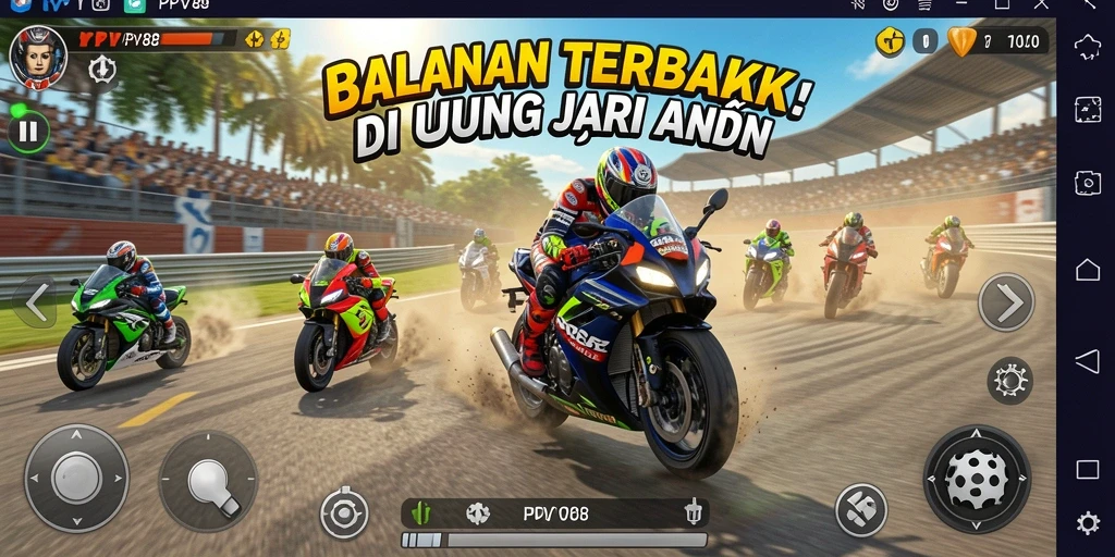 Tampilan gameplay seru dalam balapan motor di PPV88.