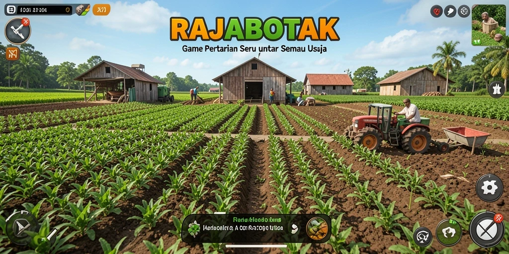 Screenshot gameplay RAJABOTAK menampilkan pengalaman bertani yang seru.