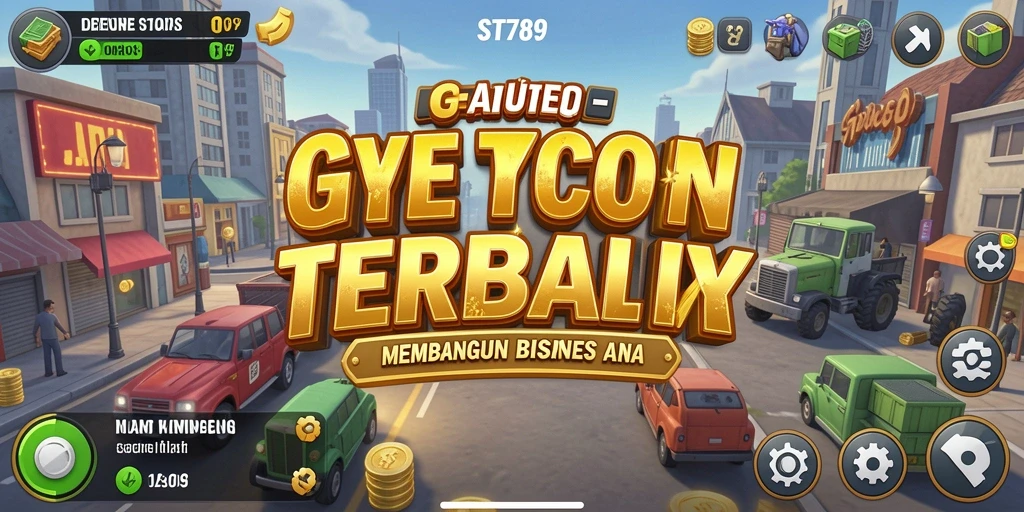 Tangkapan layar gameplay ST789 yang menunjukkan manajemen bisnis Tycoon.