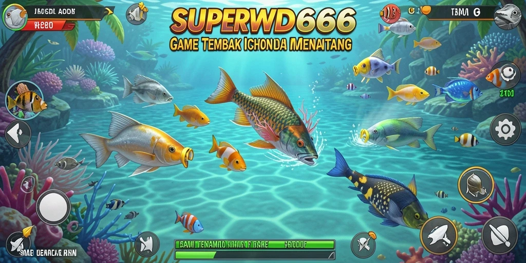 Tampilan menarik dari gameplay Tembak Ikan SUPERWD666.