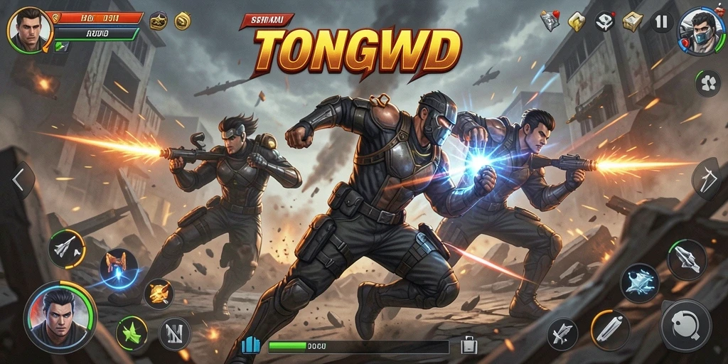 Tangkapan layar TONGWD menunjukkan gameplay penuh aksi dan pertarungan yang mendebarkan.